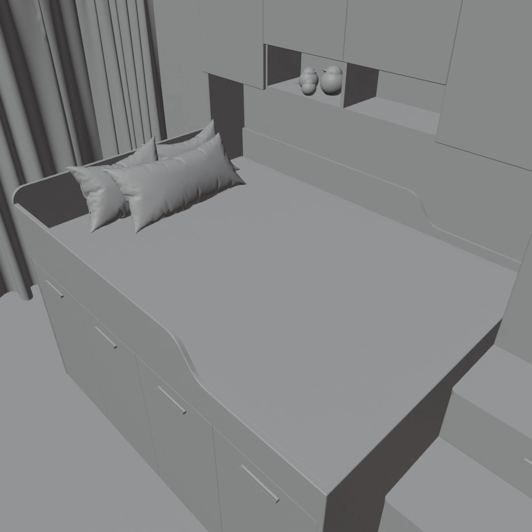 수납형 벙커침대 3D 콘텐츠 제작 | 소형공간 최적화 가구 연출 사례